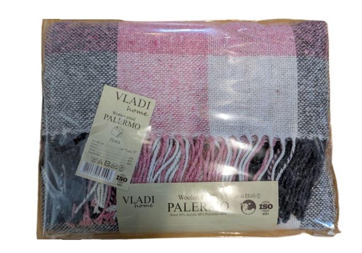 Плед шерстяной Vladi Палермо №8 Pictor полуторный 140х200 см Антрацитовый (25897962)