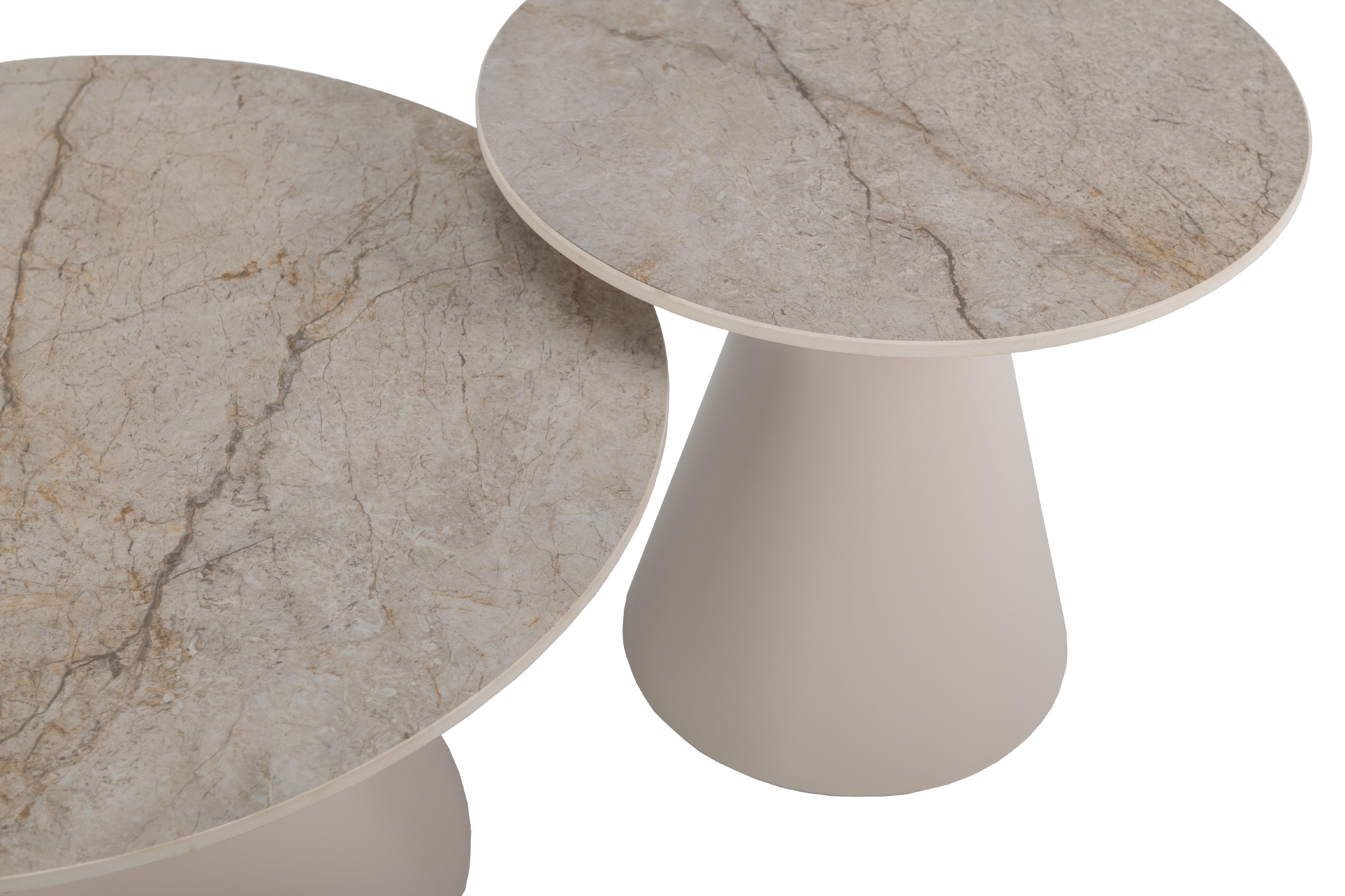 Комплект журнальных столов Vetro Рокко 700х460 мм/500х400 мм 2 шт. Мистик серый/Капучино (СТ-40) - фото 5