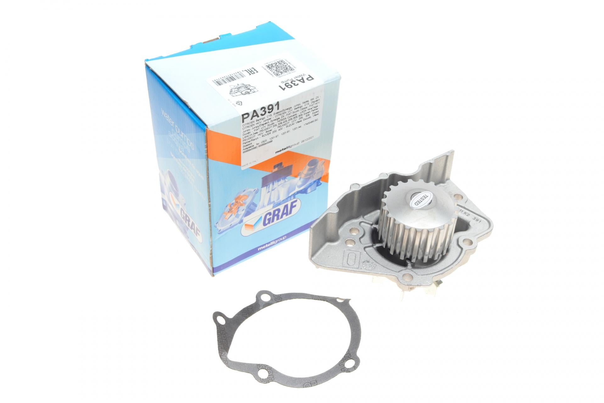 Помпа води Graf Fiat Scudo/Ducato/Peugeot Boxer/406 1.9D/TD/2.0 94- 20z B/B PA391 7 лоп. зовнішній d імпелер 69 мм