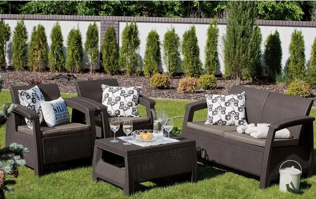 Комплект садовой мебели Corfu II Set пластиковый Коричневый (CNT00008237)