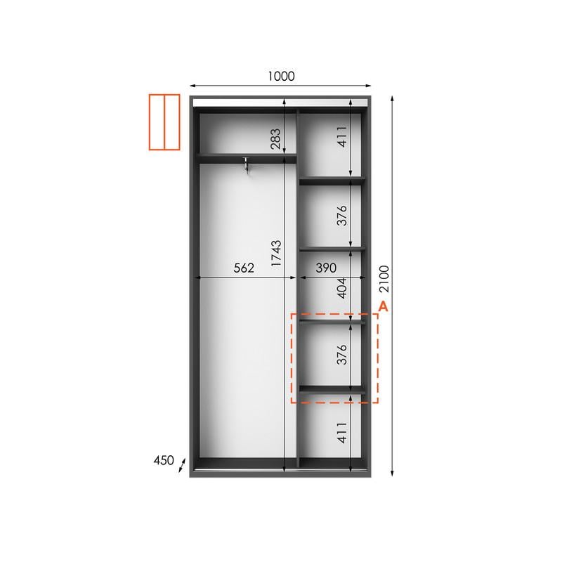 Шафа-купе Idea серія 5 100х45х210 см Антрацит (1384) - фото 2