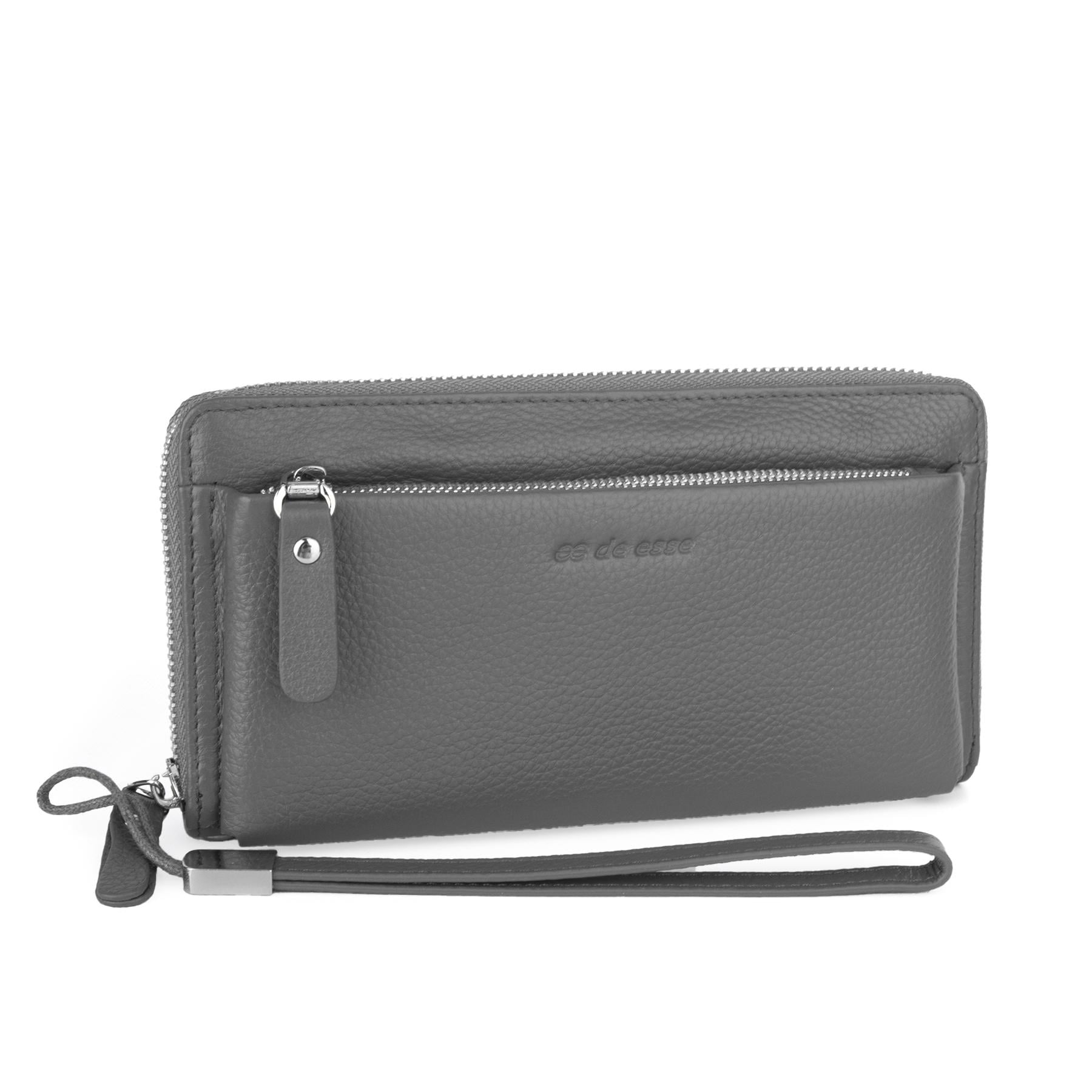 Кошелек-клатч женский кожаный De Esse LC14238-GD35 с ручкой Серый (2566279394)