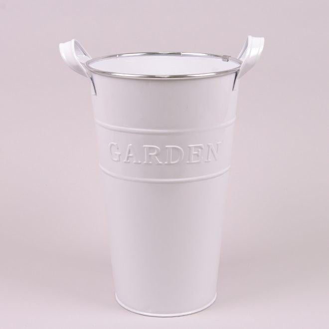 Кашпо металлическое Flora с ручками GARDEN D 19,5 см Белый (38348)