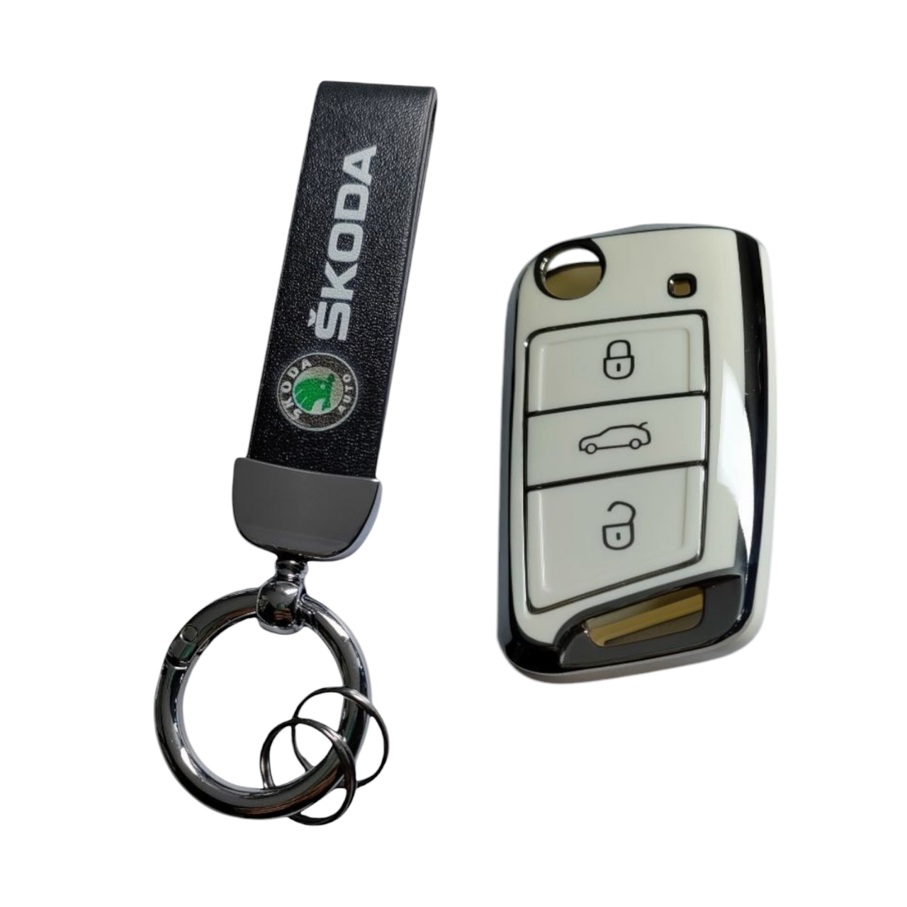 Чехол для ключа Skoda с брелоком Хром (2388011126)