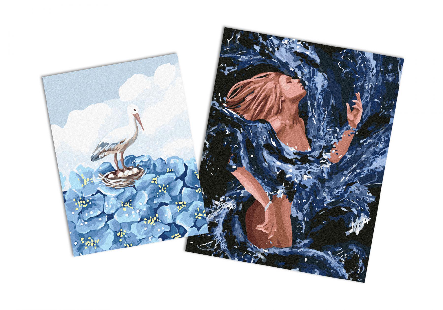 Набір картин за номерами Ідейка 2в1 Стихія води 40x50 см KHO4720 та Квітуча долина 30x40 см KHO4471 (CKHO1341)