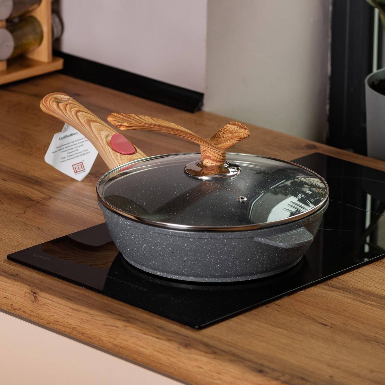 Сковорода алюмінієва глибока MGC зі скляною кришкою 2,8 л Ø 26 см Сірий - фото 7