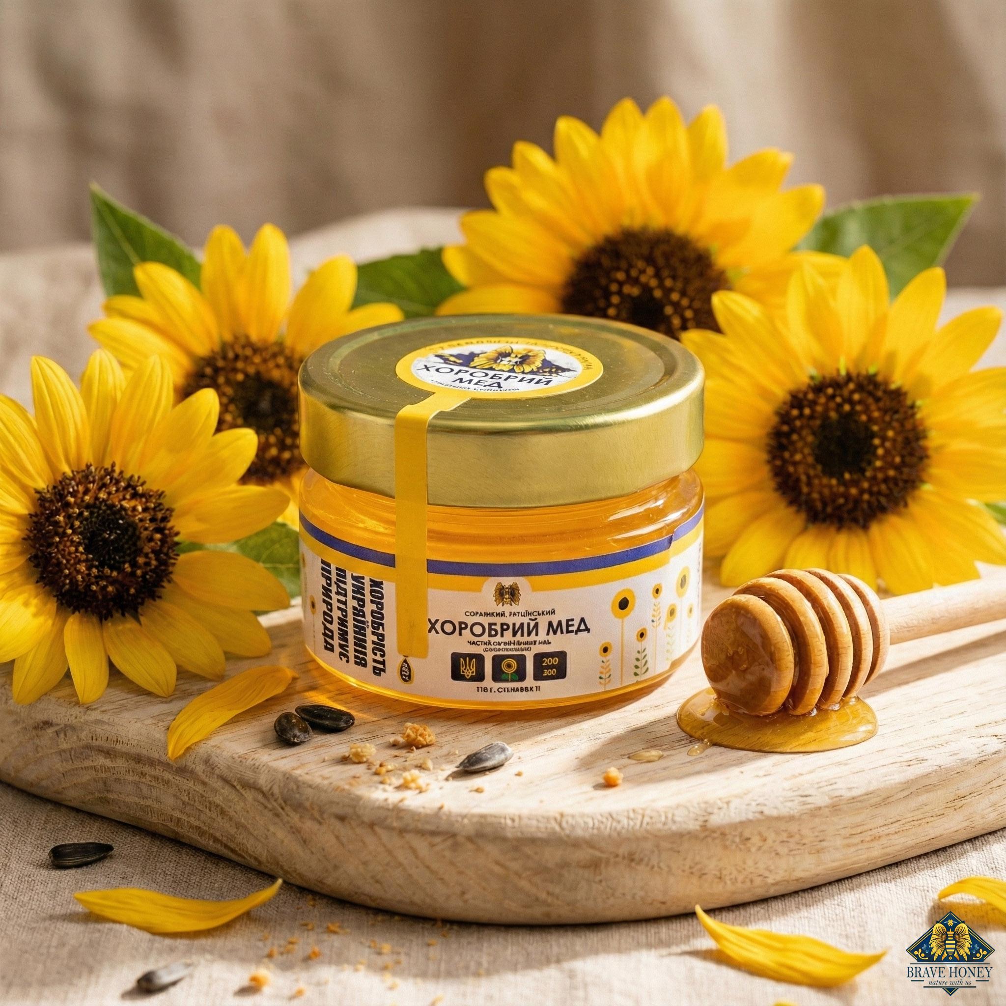Мед соняшниковий Brave Honey 100% натуральний 170 г (brv-sn-01-170-u)