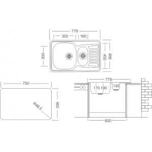Мойка кухонная Ukinox COL 780.480 15 GT 8K декор и доска разделочная - фото 2 Мойка кухонная Ukinox COL 780.480 15 GT 8K декор и доска разделочная - фото 2