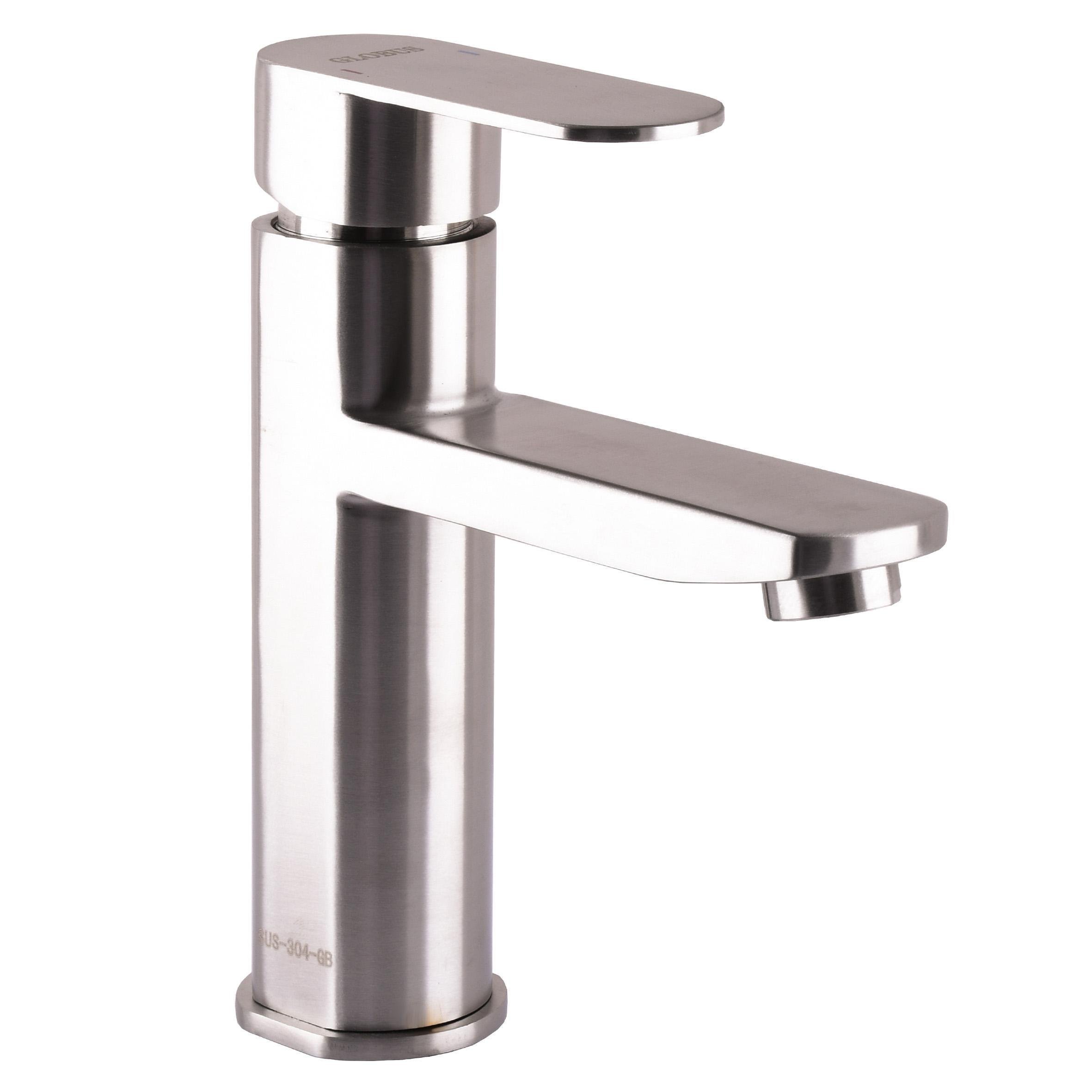 Змішувач для умивальника Globus Lux нержавіюча сталь Сатин (22613)