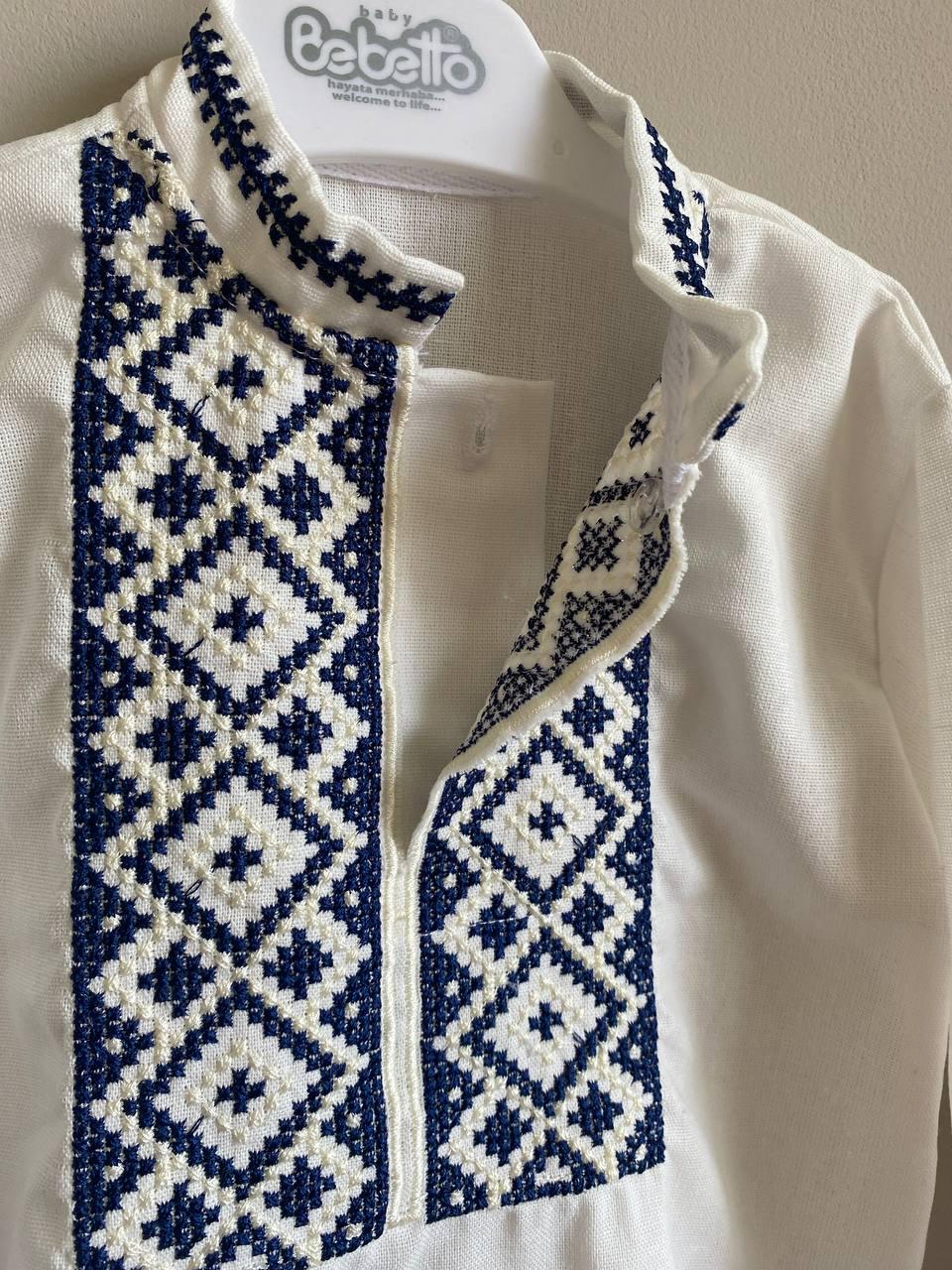 Вышиванка детская для мальчика вышитая нитями Темно-синий - фото 6