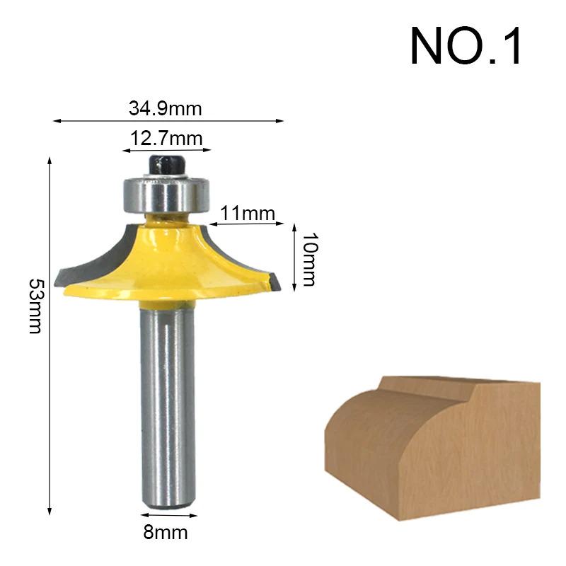Набор фрез по кромочному дереву с подшипником хвостовик 8 мм 4 шт. (F555) - фото 7