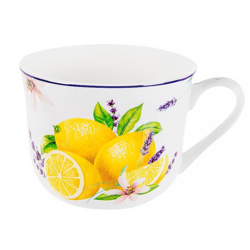 Чашка фарфоровая Lefard Лимоны с лавандой 500 мл Белый (924-759)