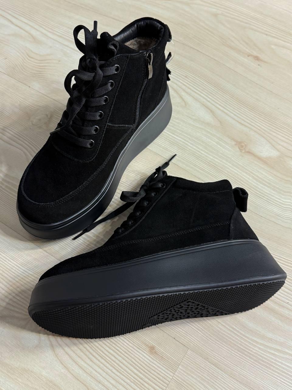 Ботинки женские Hengji 280-6 зимние на меху замшевые р. 41 Черный (5243) - фото 7