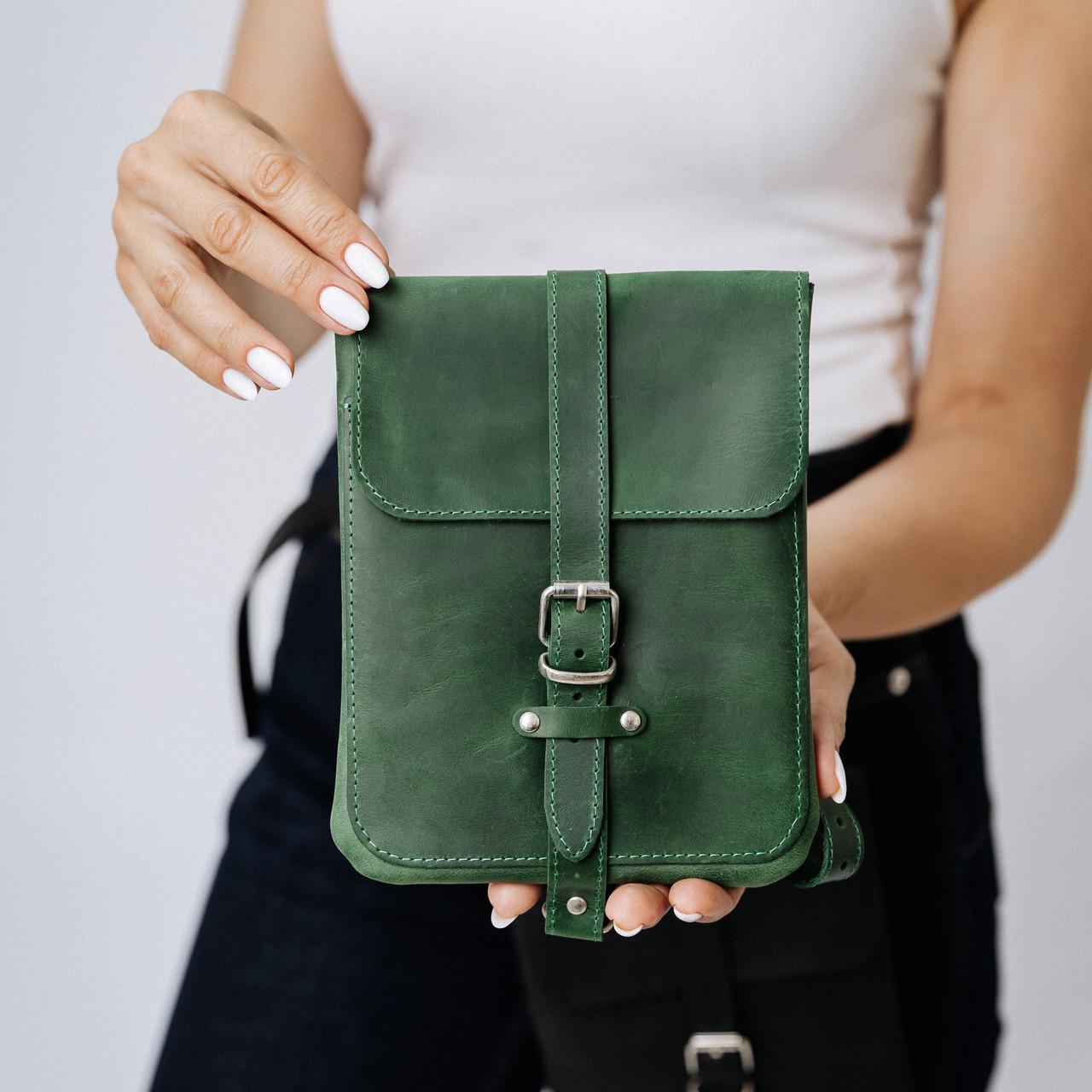 Жіноча сумка шкіряна на ногу EDENA Зелений (Bag-1)