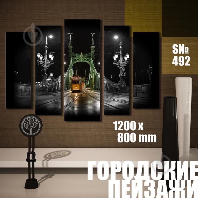 Модульная картина Декор Карпаты городские пейзажи: троллейбус на мосте 120х80см (s492)