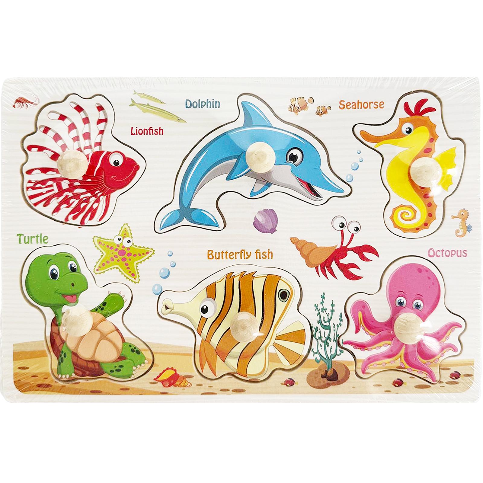 Пазлы деревянные Монтессори Морские жители (18785218)