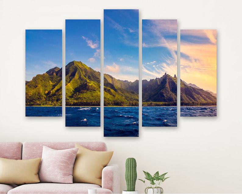 Модульная картина на холсте из пяти частей KIL Art Побережье Кауаи 137x85 см (M51_L_442)