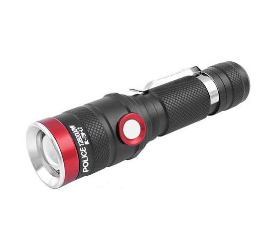 Фонарь 739-L2 ЗУ microUSB 1х18650 zoom зажим Box (981928)