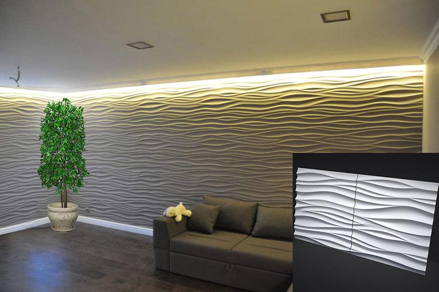 3D-панель гіпсова для стін Шовк під фарбування 600x600x20 мм Білий (30633869) - фото 4