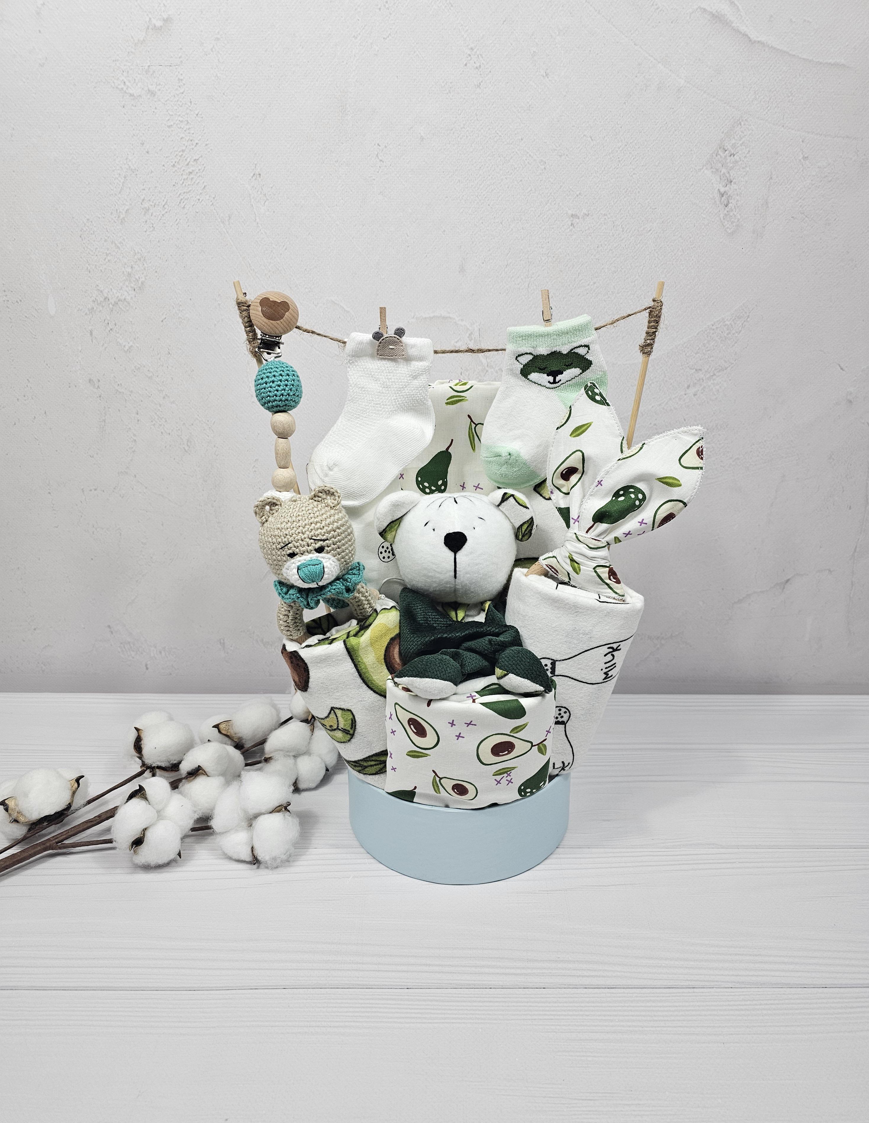 Букет из пеленок для младенцев A.L.Babybox Авокало №2 11 ед. Зеленый (BU 24366153)