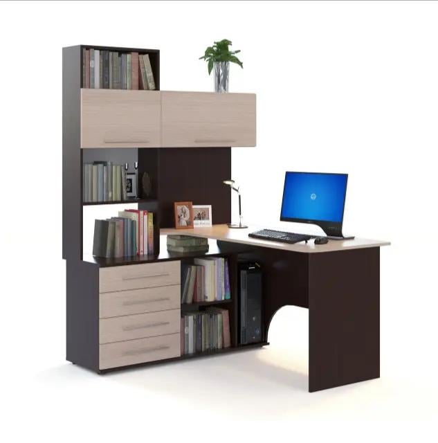 Компьютерный стол угловой с надстройкой Венге с фасадом дуб молочный (1111679) - фото 1 Компьютерный стол угловой с надстройкой Венге с фасадом дуб молочный (1111679) - фото 1