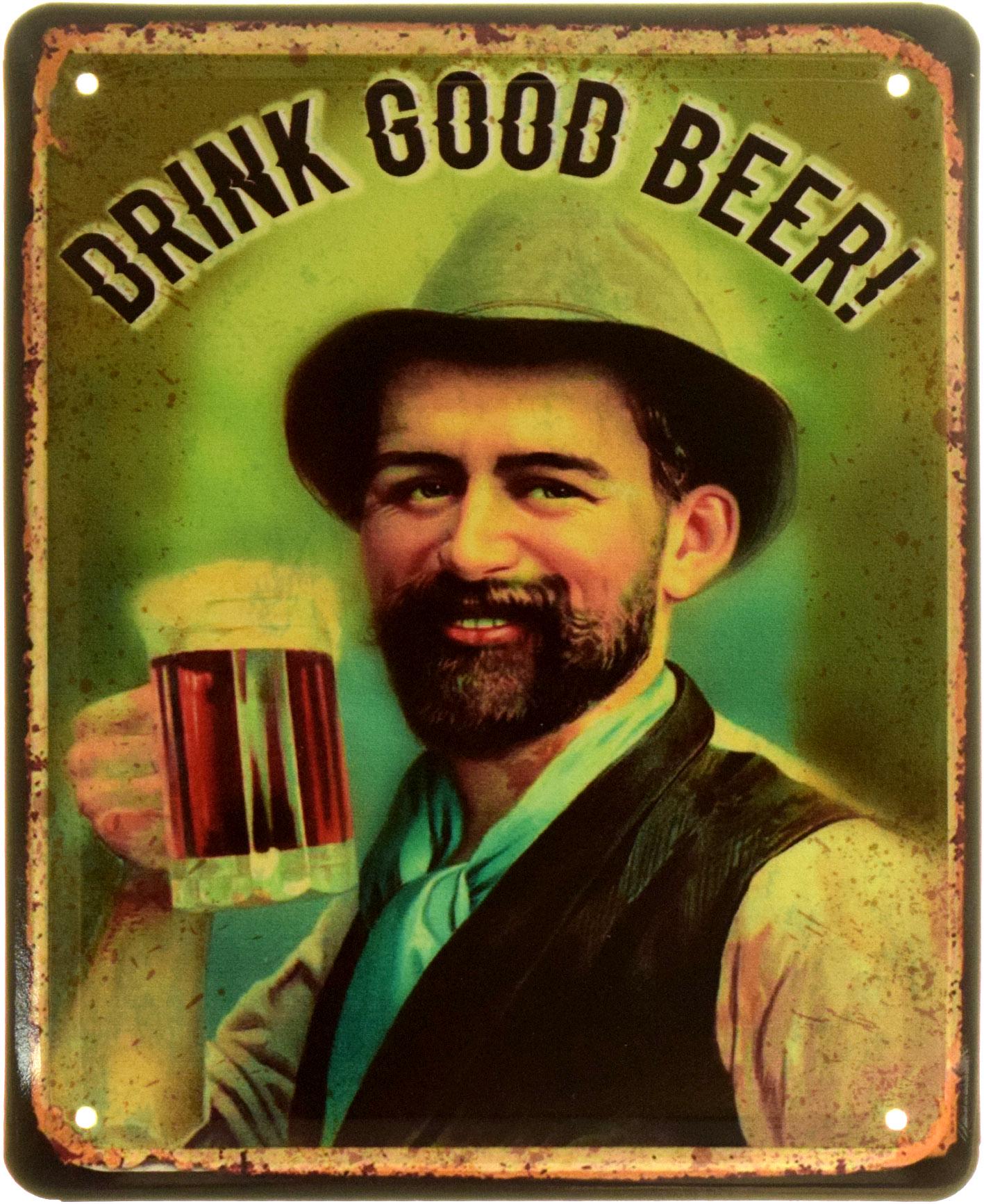 Табличка металлическая "Drink Good Beer" 18x22 см (ms-103934)