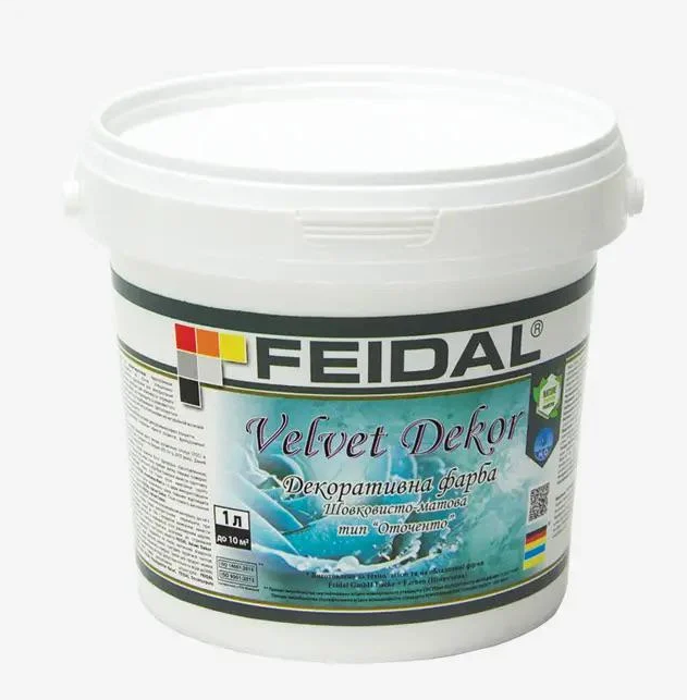 Фарба декоративна Feidal Velvet Dekor шовковисто-матова 1 л Перламутровий