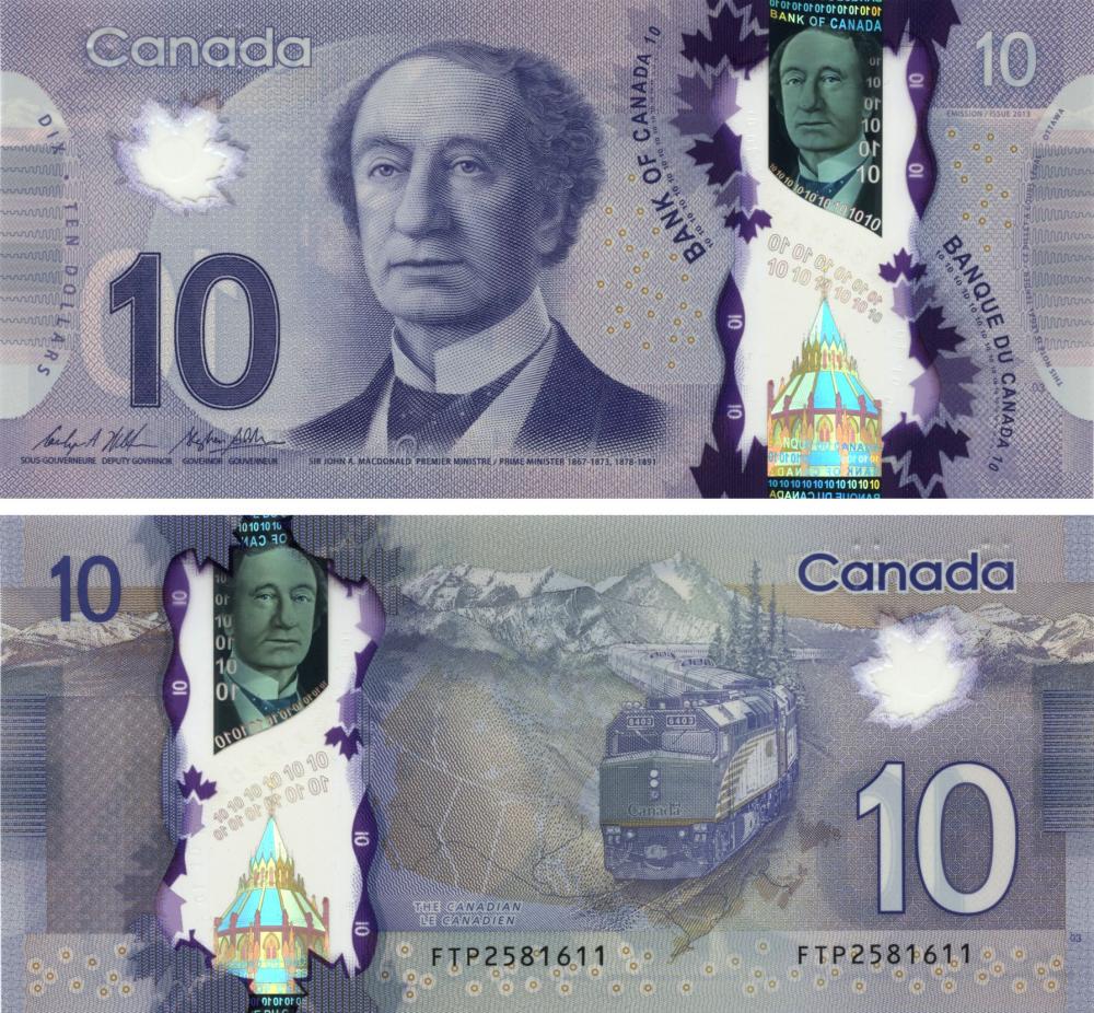 Коллекционная банкнота Канада 10 долларов 2013 UNC P107 (Б05248)