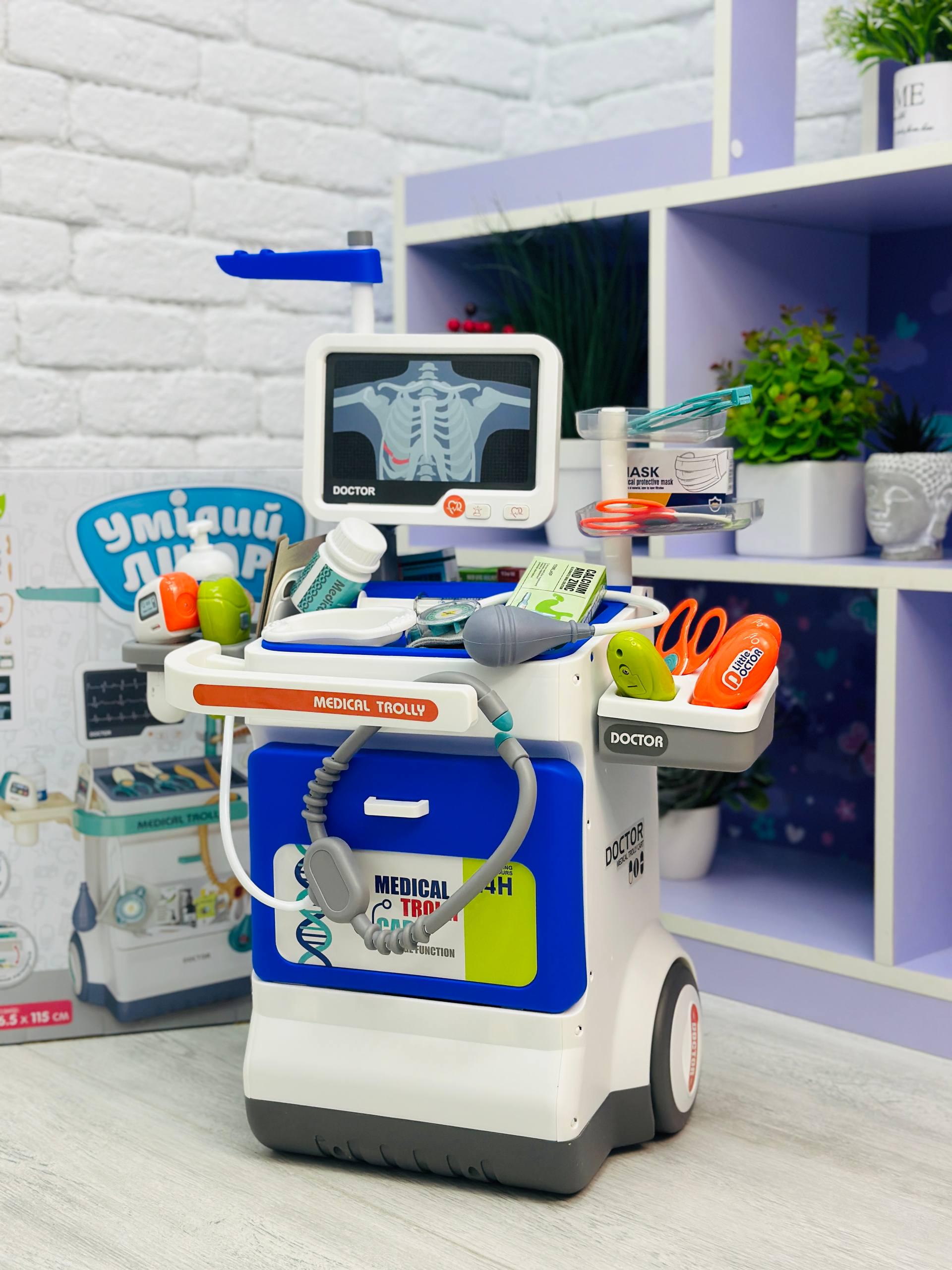 Детский набор врача со столом-тележкой 32 пр. Синий (2562) - фото 4 Детский набор врача со столом-тележкой 32 пр. Синий (2562) - фото 4