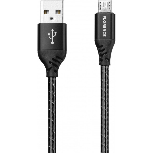 Кабель Florence Technic microUSB 2 м 3A Black (FL-2204-2-KM)