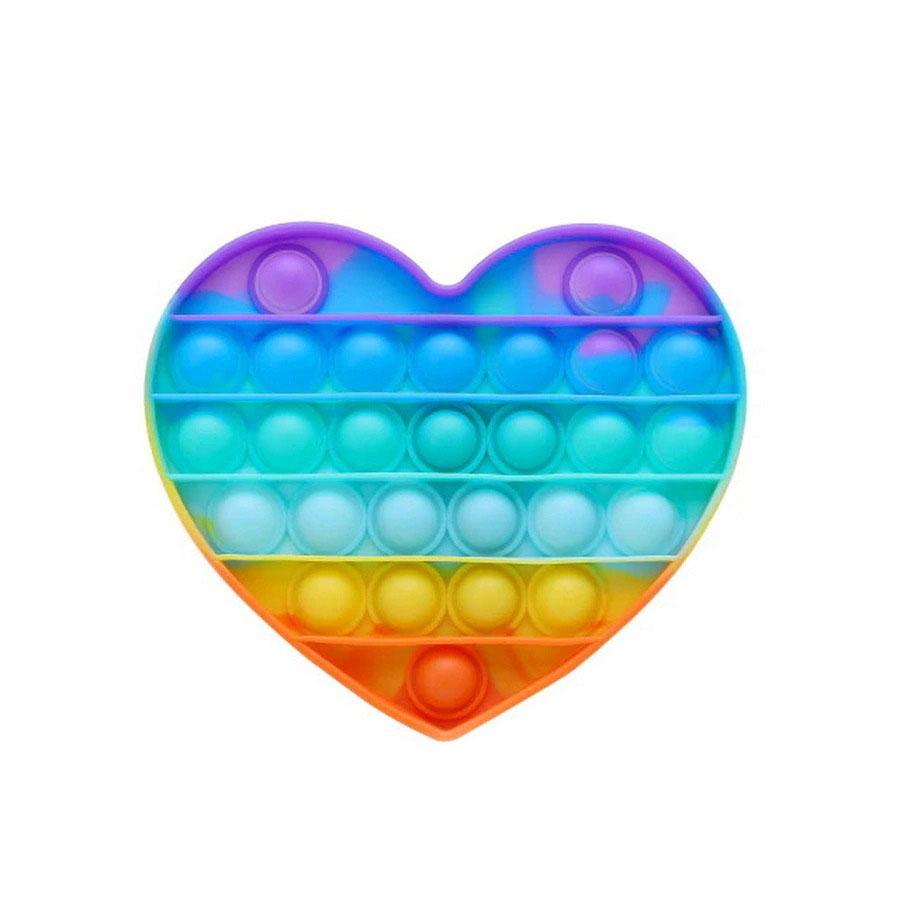 Мягкая игрушка Pop It fidget Бесконечная пупырка антистресс Разноцветное сердце