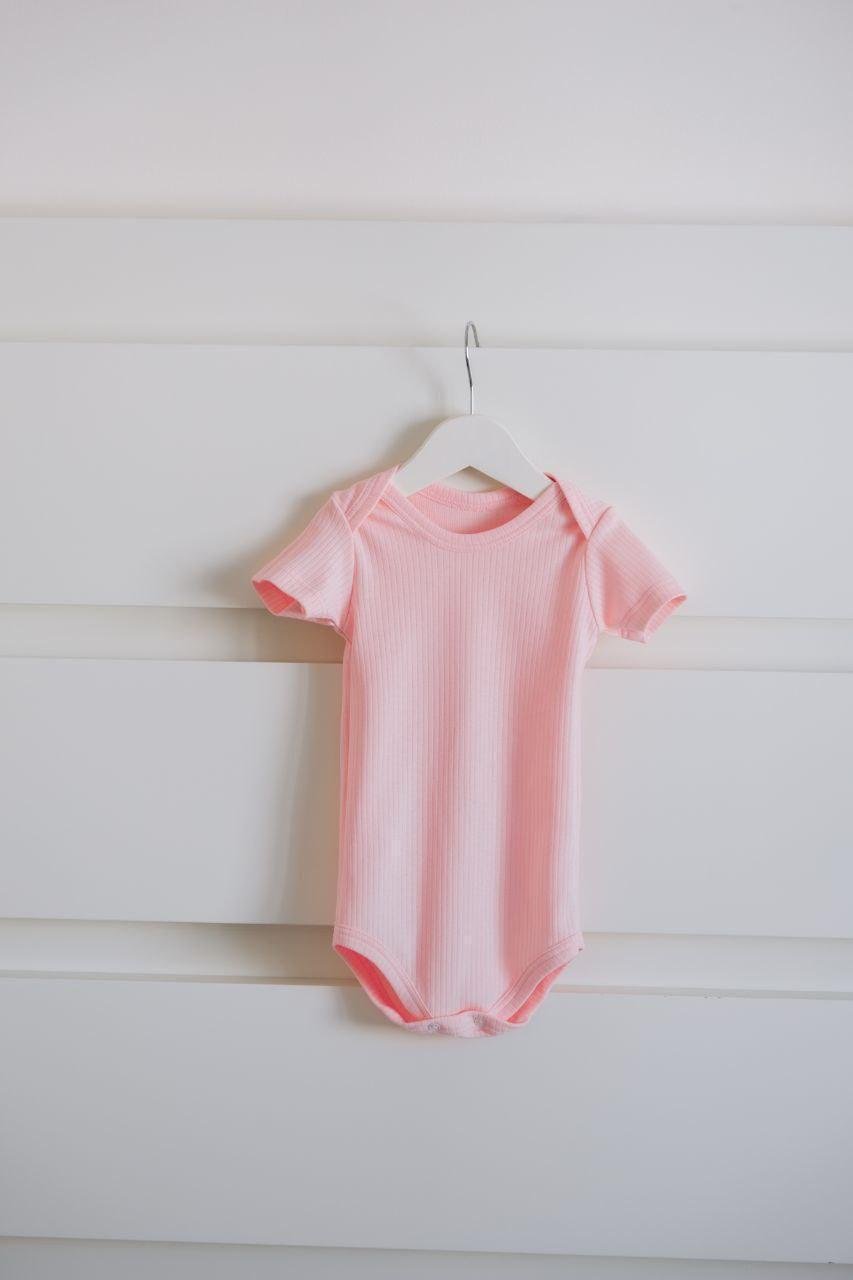 Боди детское интерлок рубчик с коротким рукавом 62 см Розовый (2685931497)