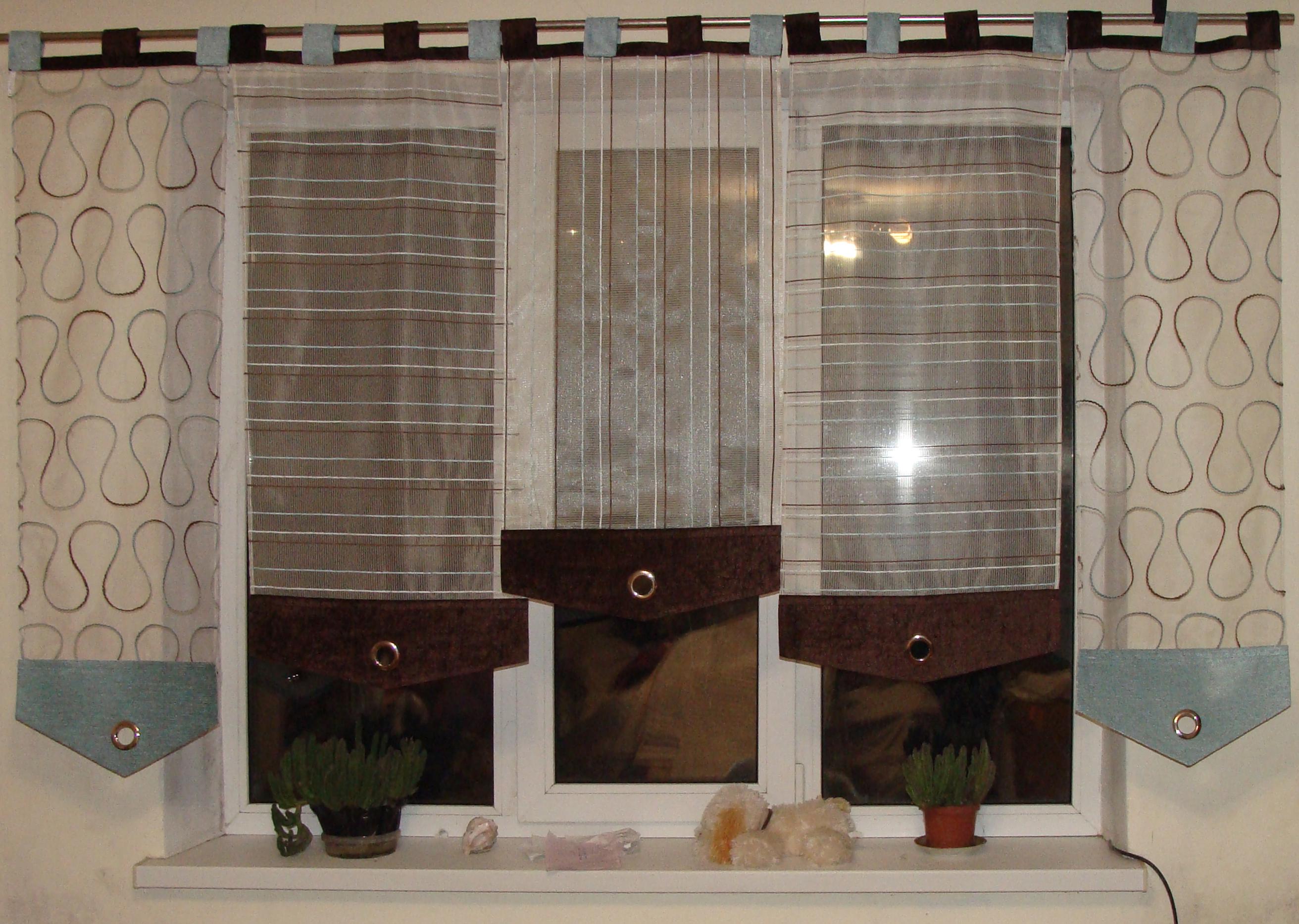 Комплект панельных занавесок на петлях Firanka Geometric 5 шт. карниз 230 см Бирюзовый с шоколадным (70_7п)