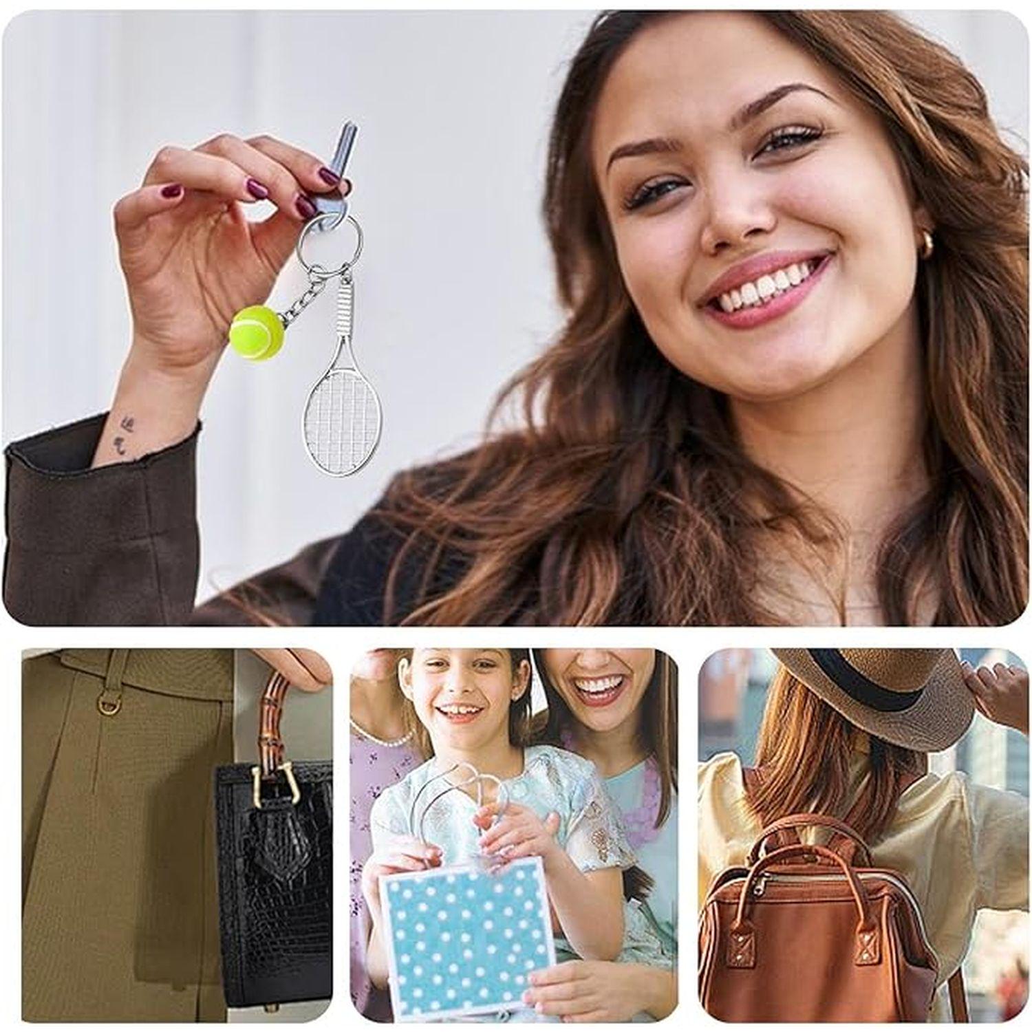 Брелок для ключей Теннис для ключей с мячиком и ракеткой металлический Зеленый (99_9_0_1С) - фото 6