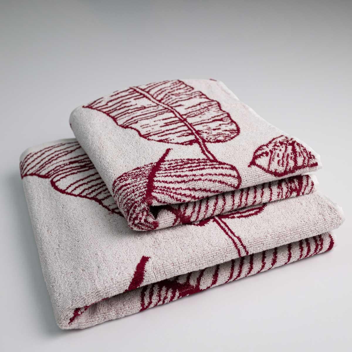 Набор махровых полотенец GM Textile с рисунком перо 50х90/70х140 см 400 г/м2 2 шт. Красный (rmf400-k3-red)