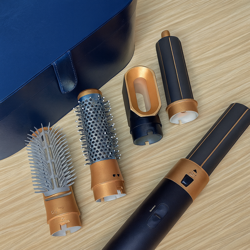 Стайлер Beauty для волосся Hair Style 5в1 з 5 насадками для укладання/випрямлення та об'єму волосся зі шкіряним кейсом Синій - фото 4 Стайлер Beauty для волосся Hair Style 5в1 з 5 насадками для укладання/випрямлення та об'єму волосся зі шкіряним кейсом Синій - фото 4