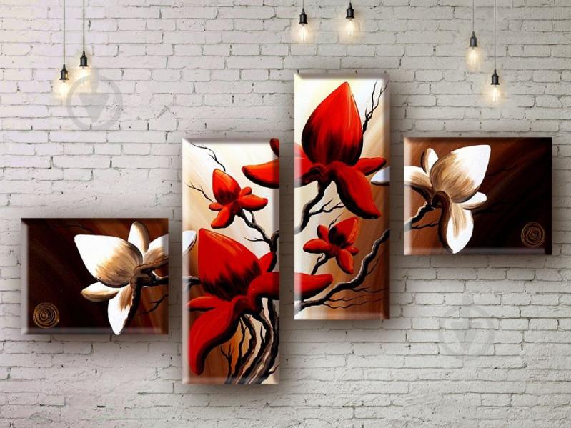 Модульная картина акрилом цветы ArtStar MHM17_4_218 размер 70 х 130 см