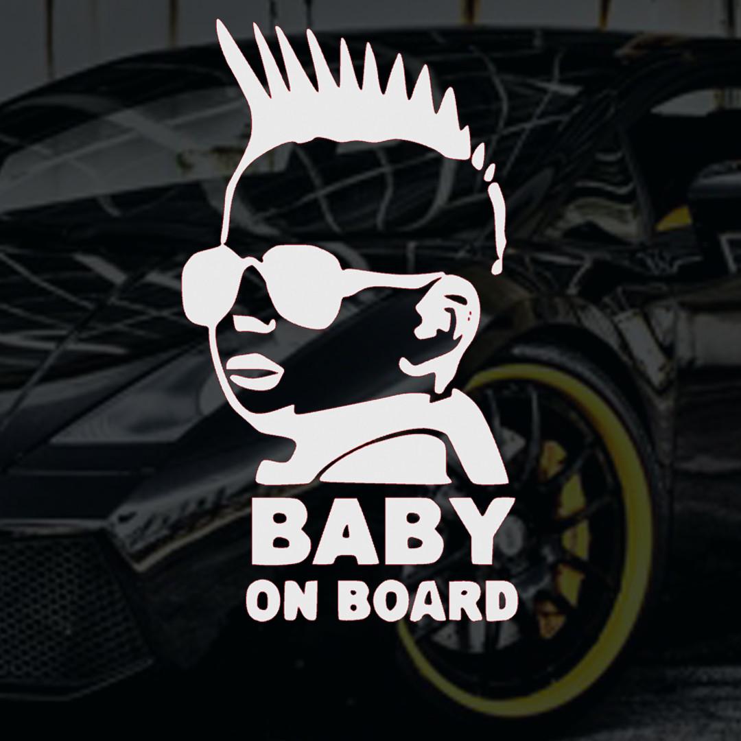 Наклейка автомобильная Ирокез с надписью "Baby on Board" и монтажная пленка 10х18 см (2072665981)
