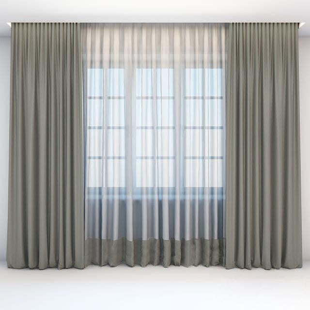 Комплект штор с тюллю Academy Gardin Модельный 150х250/300х250 см 3 шт. Серый