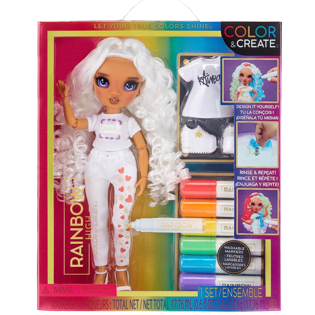 Кукла Rainbow High Colour & Create Fashion DIY Doll из серии створы и разрисуй с фиолетовыми глазами