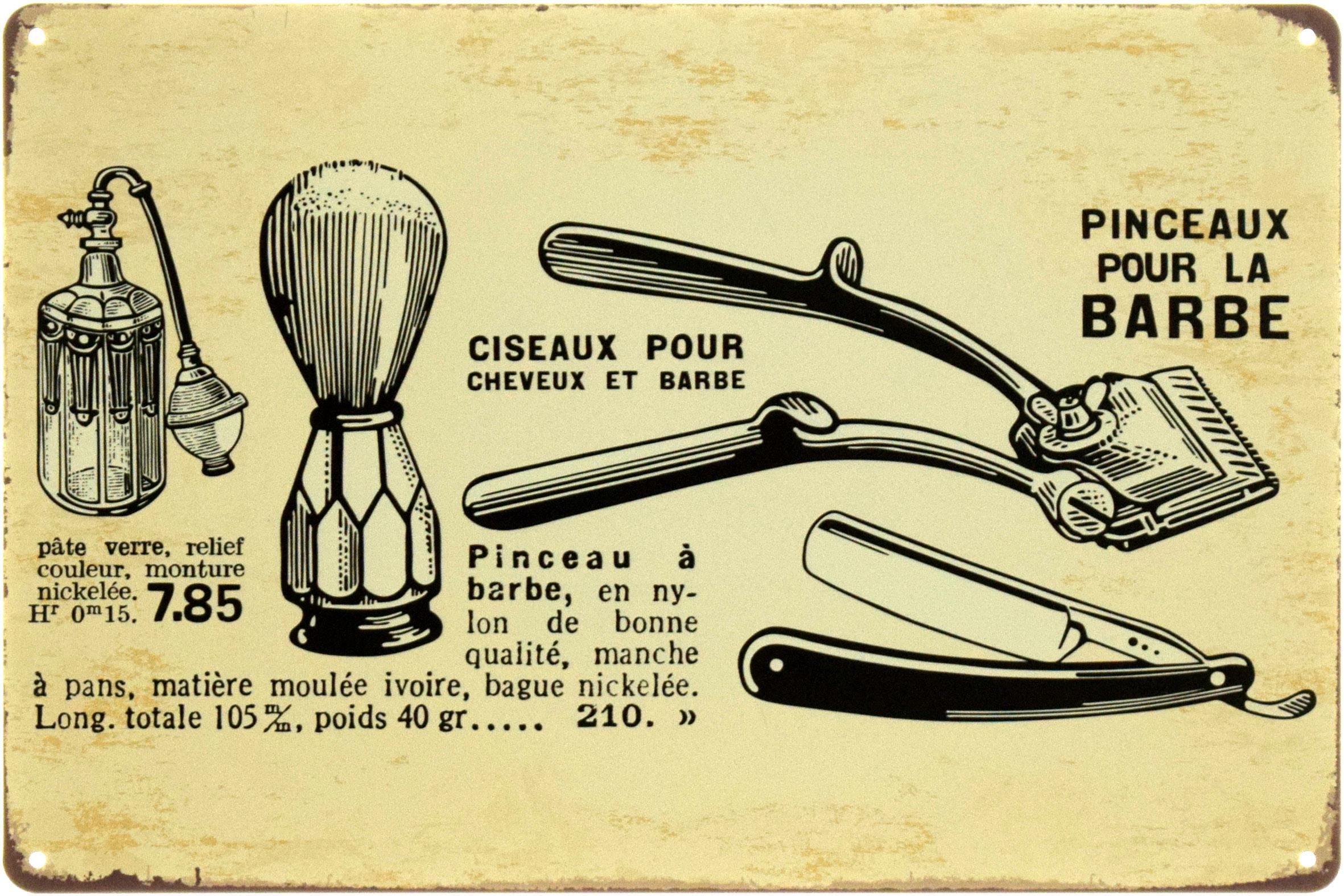 Табличка металлическая "Barber Shop Pinceaux Pour La Barbe" 20x30 см (ms-104558)