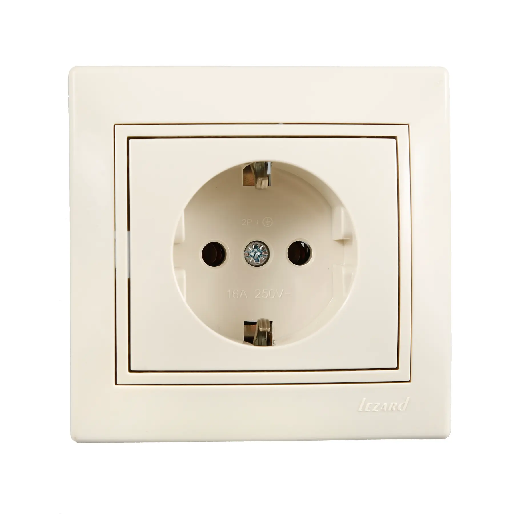 Розетка Lezard Mira 1-я с заземлением Кремовый