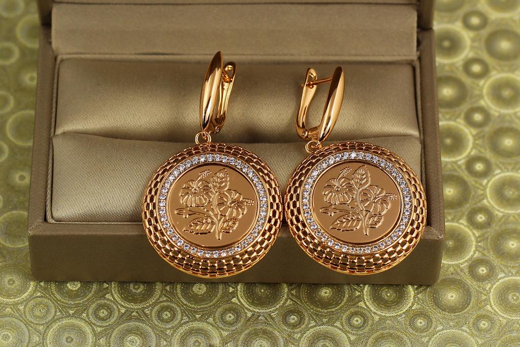 Серьги подвески Xuping Jewelry Панно 4 см Золотистый (30642066)