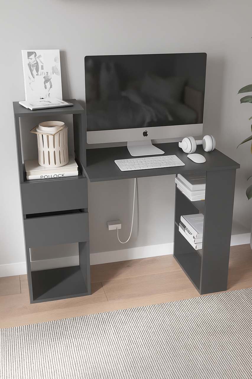 Комп'ютерний стіл-стелаж на 2 ящики Klick-System СЛТ-6 офісний/для школяра Антрацит Комп'ютерний стіл-стелаж на 2 ящики Klick-System СЛТ-6 офісний/для школяра Антрацит