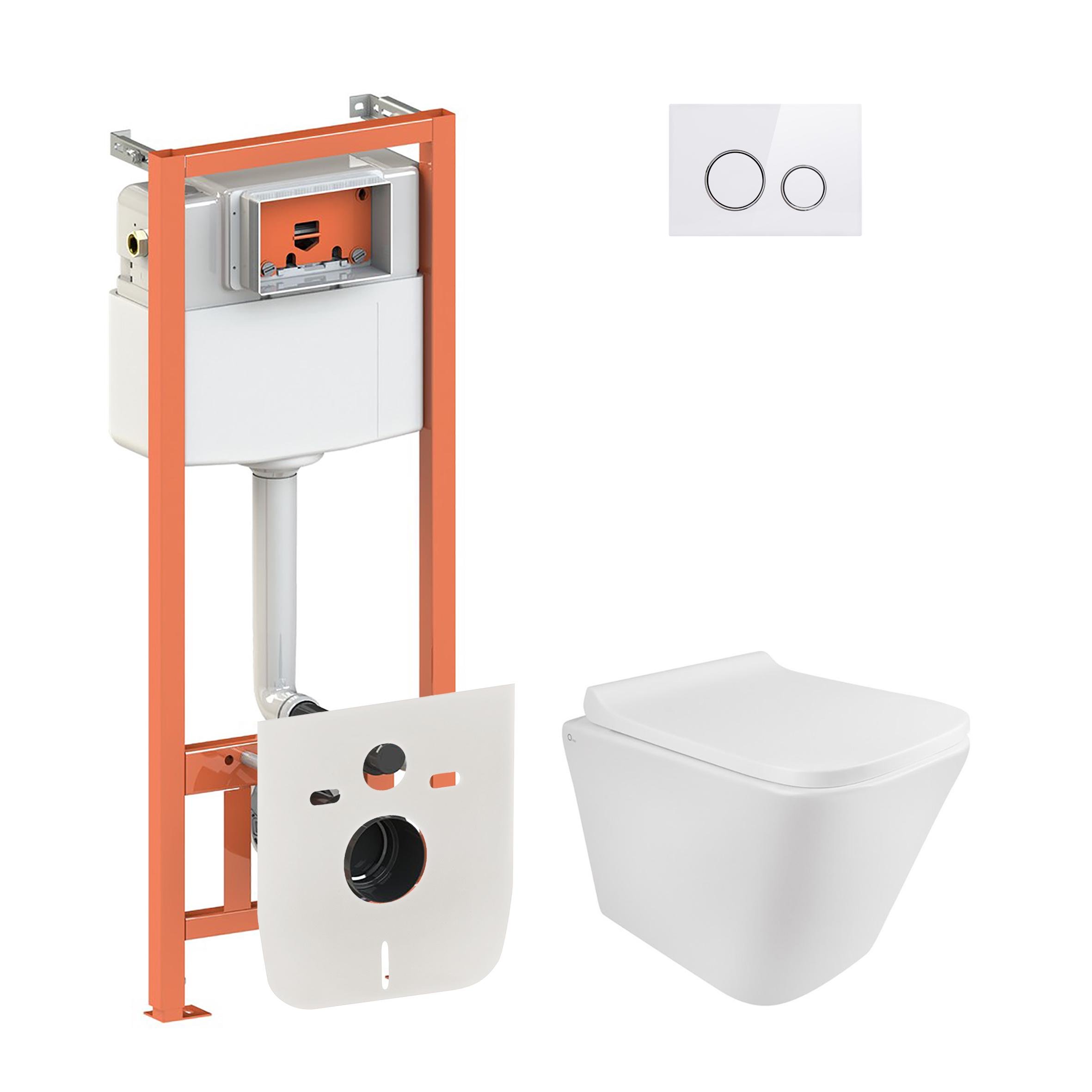 Комплект инсталляции Q-tap Nest/Tern QT1733052ERW0133M425M11V1114W с унитазом кнопка Белый (124788)