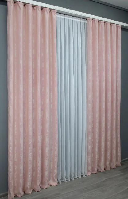 Комплект штор Sultan YL жаккард 1,5х2,7 м 2 шт. Бледно-розовый (1370ш) - фото 2 Комплект штор Sultan YL жаккард 1,5х2,7 м 2 шт. Бледно-розовый (1370ш) - фото 2