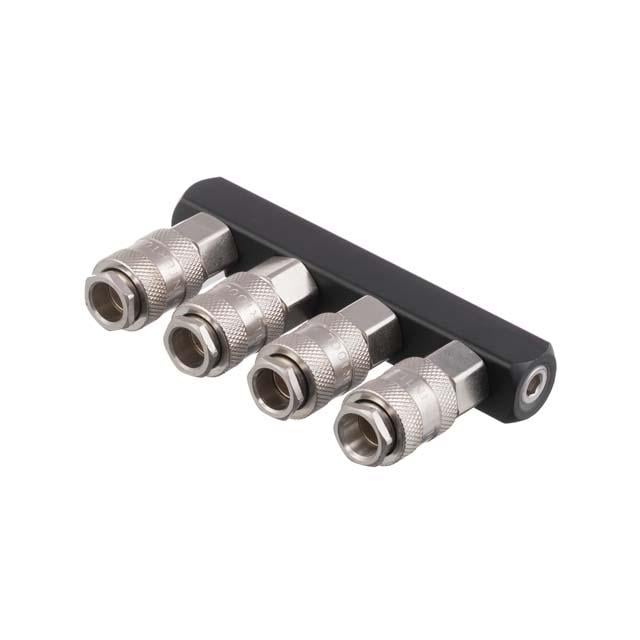 Розгалужувач повітря 1/4" Intertool на 4 виходи прямий зі швидкороз'ємними з'єднаннями 10 бар (PT-1856)