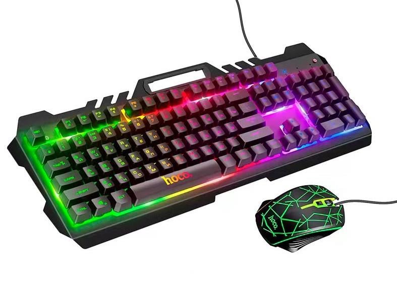 Клавіатура та мишка Hoco Gaming Illuminated set DI16 UA/ENG Black (12639088) - фото 1