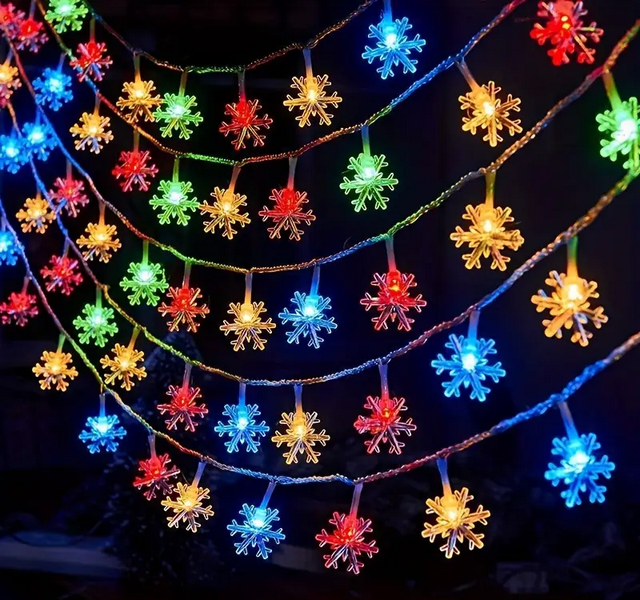 Гирлянда светодиодная Снежинки USB/40LED/6 м Разноцветный Гирлянда светодиодная Снежинки USB/40LED/6 м Разноцветный