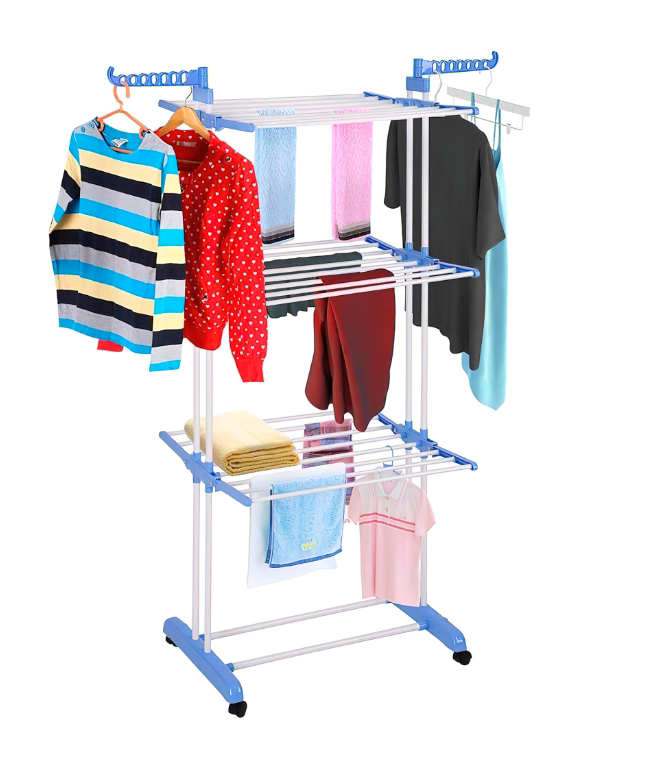 Сушарка для білизни Garment rack with wheels № K12-120 Блакитний (509)